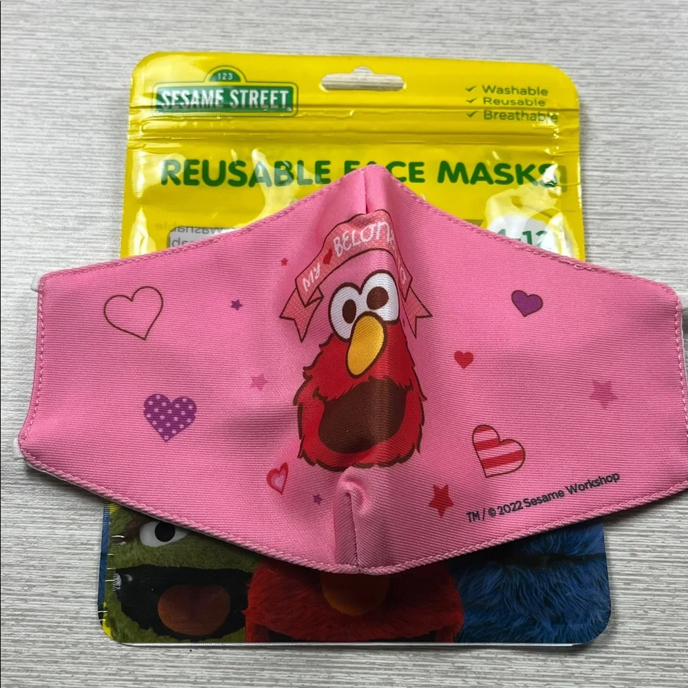 Adjustable Sesame Street Elmo Pink Face Mask for Kids